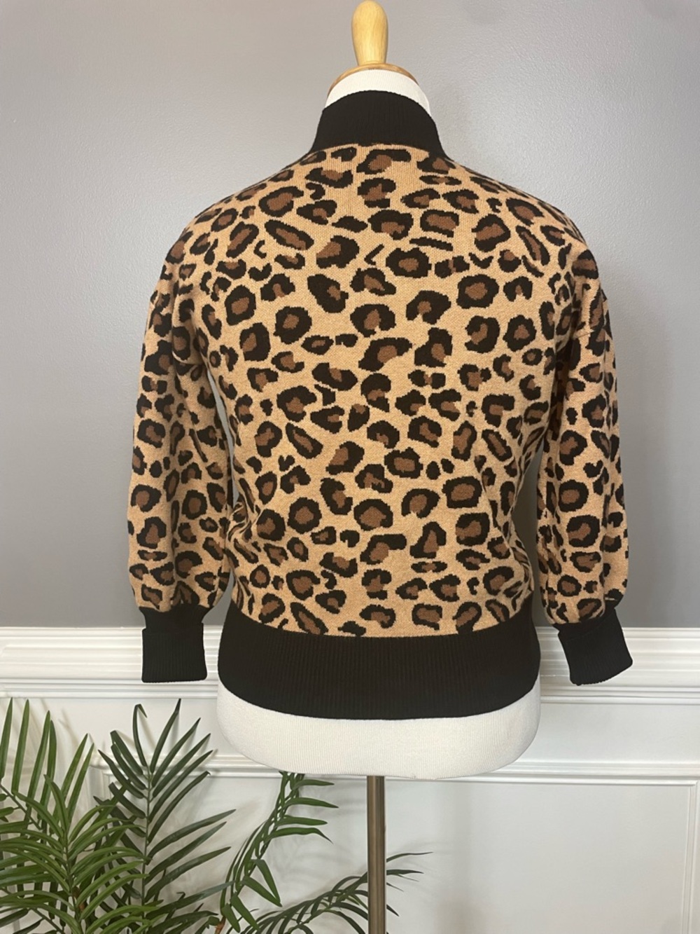 Rachel Zoe Leopard-Print Cowlneck Sweater in Tan and Black - Picture 3 of 3